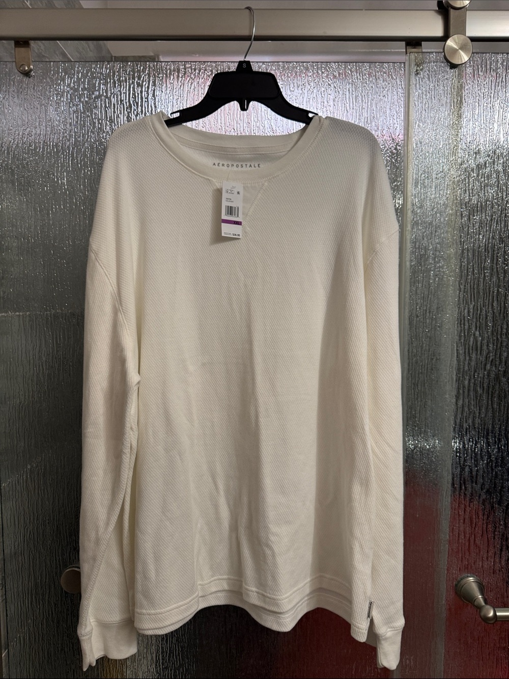 Aeropostale Men's Long Sleeve Thermal Crew - Off-White